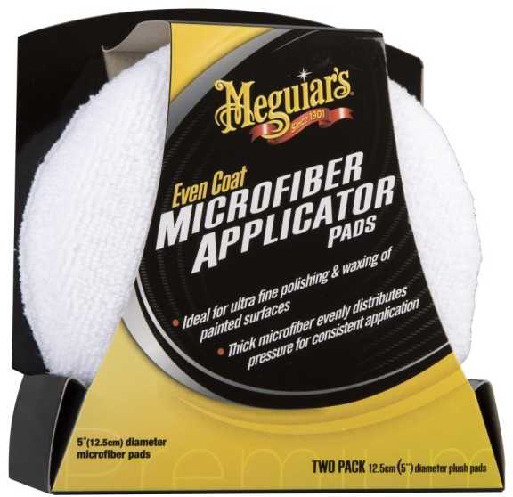 Meguiars X3080EU Even Coat mikropluošto aplikatoriaus pagalvėlės 5'' (127 mm) Idealiai tinka itin smulkiam poliravimui (2 vnt.) JAV)