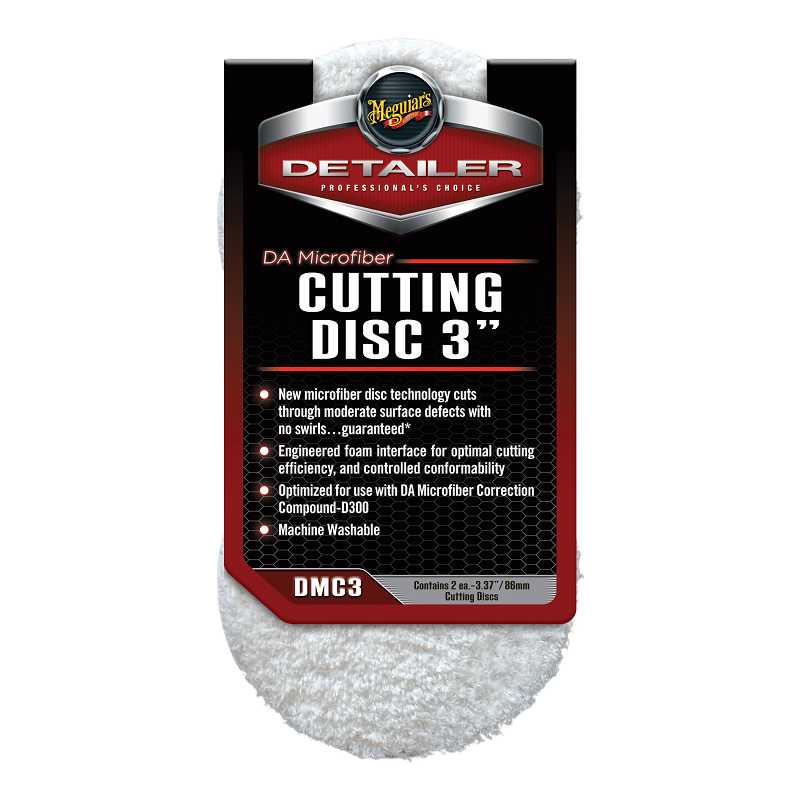 Meguiars DMC3 PRO 3'' 76 mm minkšto mikropluošto pjovimo poliravimo diskas (2 vnt) – universalus su lipniu tvirtinimu bet kokiam poliruokliui (JAV)