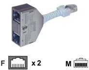 RJ45 tinklo adapteris su dviem jungtimis