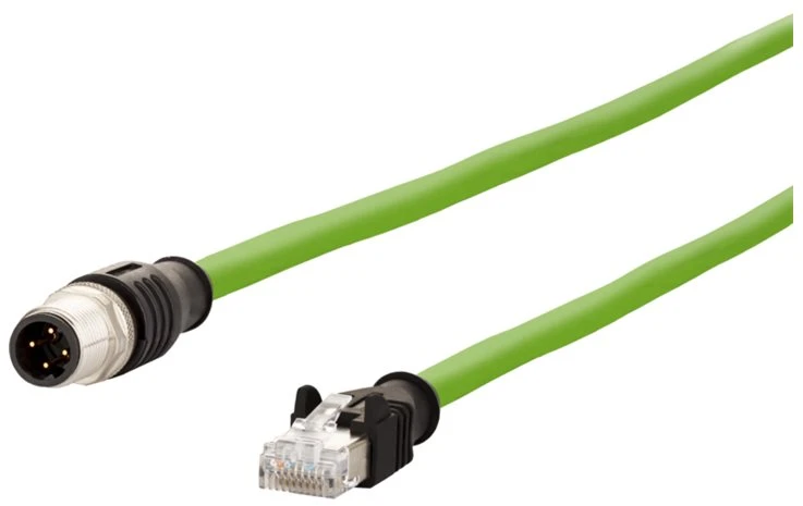 Metz METZ CONNECT M12 kištukas-RJ45 kištukas, 4 kontaktų RJ45, D kodavimas, 5 m ilgio
