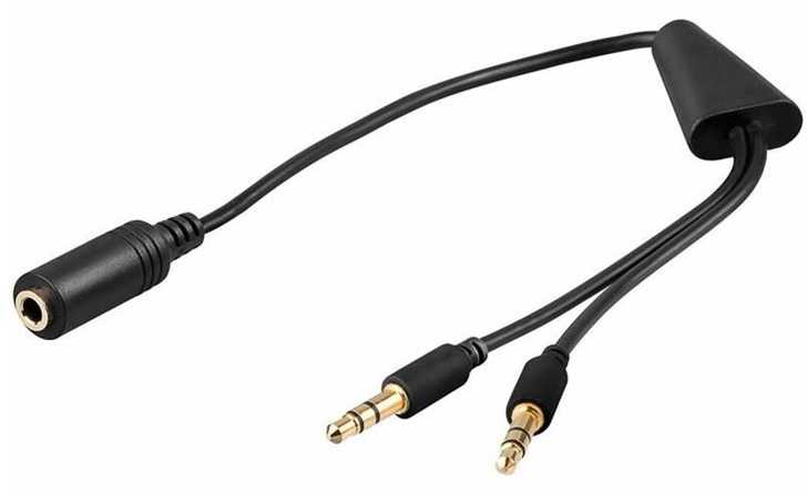 Adapteris AV Goobay Jack 3,5 mm - Jack 3,5 mm x2 juoda (48980)