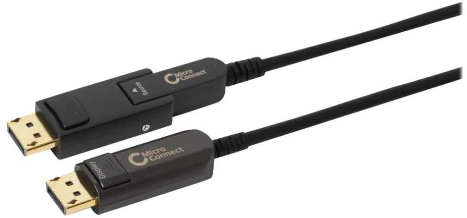 DisplayPort laido antgaliai su Source ir Display žymėjimu