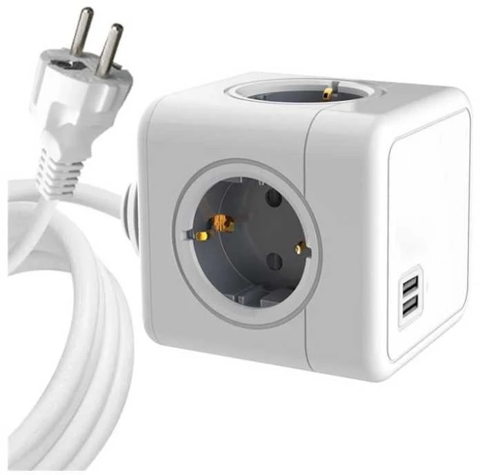 „MicroConnect“ – 4 krypčių „Schuko“, 2 USB prievadų maitinimo kubas – su 1,5 m laidu