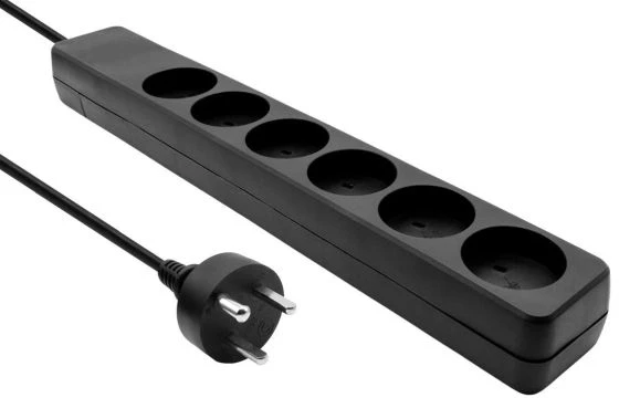 Microconnect MC-GRU0602EDBB, 2 m, K-IT tipas, K tipas, Juoda, 6 kintamosios srovės lizdai, 395 g