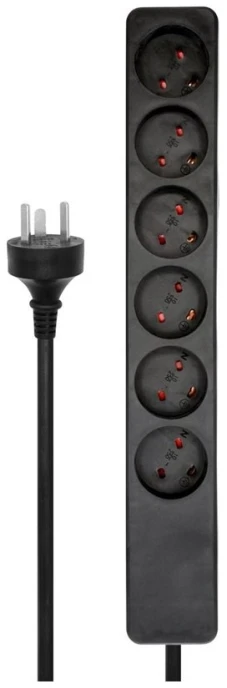 Microconnect MC-GRU0605EDBB, 5 m, Type K-IT, Type K, Juoda, 6 kintamosios srovės lizdai (-ų), 700 g