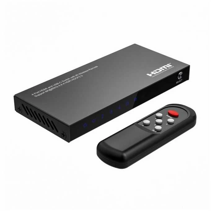 „Microconnect MC-USBCHDMISWITCH0401-8K“, USB C tipo, HDMI, USB-C, HDMI, Aliuminis, Juoda, 60 Hz