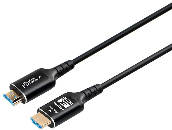 Microconnect optinio pluošto HDMI 2.0 kabelis 15 m, HDMI A tipo (standartinis), HDMI A tipo (standartinis), 4096 x 2160 pikselių, 3D, juodas