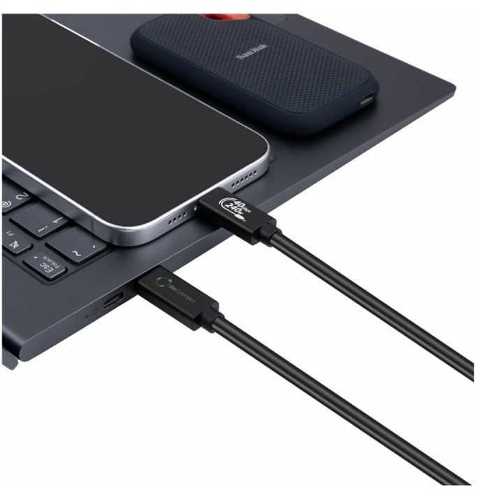 Kabelis USB MicroConnect USB-C - USB-C 1 m Juodas (ReConnect USB4 Gen 3x2 cable,)