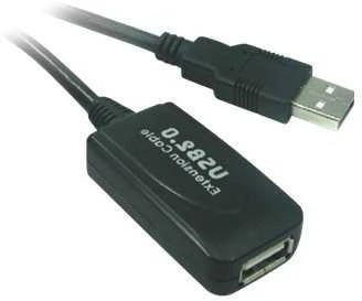 Juodas USB 2.0 ilginamasis laidas su stiprintuvu