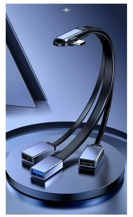 Kabelis USB MicroConnect USB-C - 3x USB-A 0.55 m Mėlyna (MC-USBCANG-USBA3WAY)