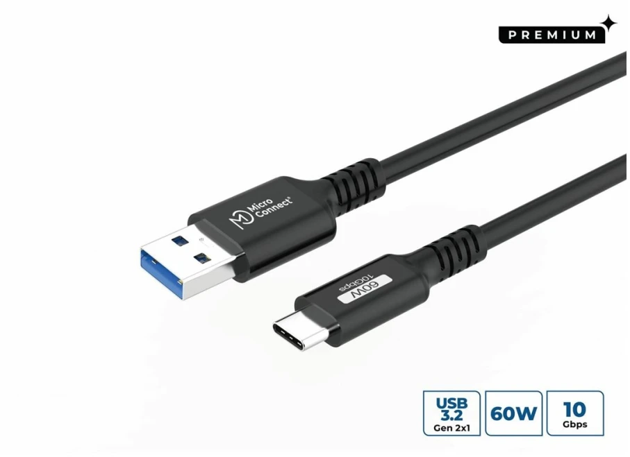 Microconnect USB3.2AC4, 4 m, USB C, USB A, USB 3.2 Gen 2 (3.1 Gen 2), juodas
