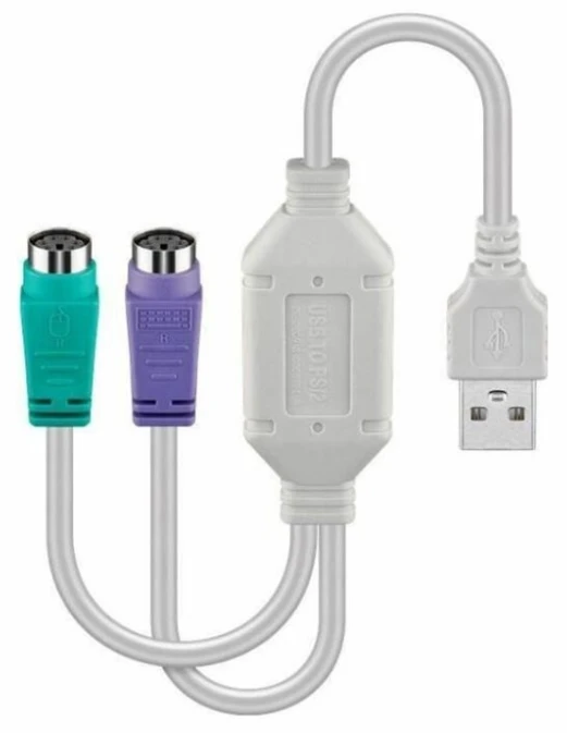 MicroConnect Microconnect USBA2XPS2 kabelis PS/2 0,3 m 2x 6-p Mini-DIN USB A Baltas