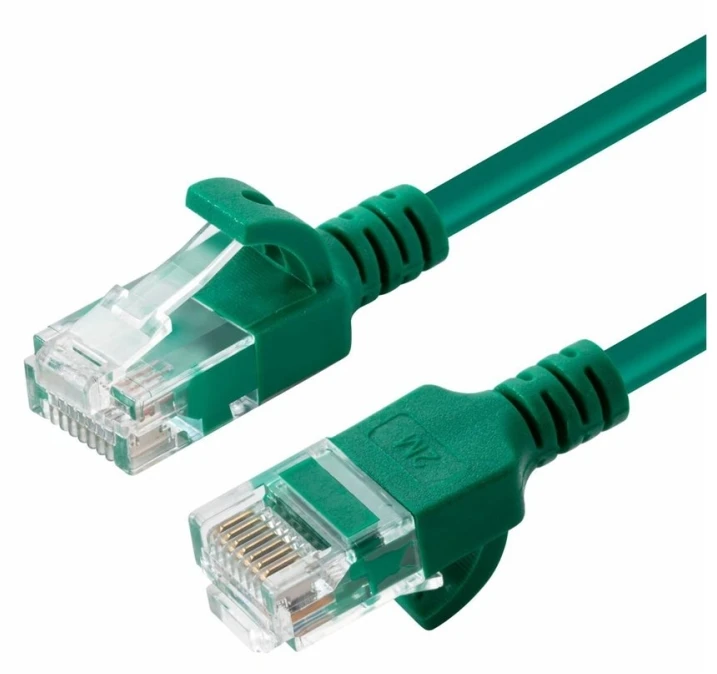 MicroConnect U/UTP CAT6A plonas 7,5 m žalias