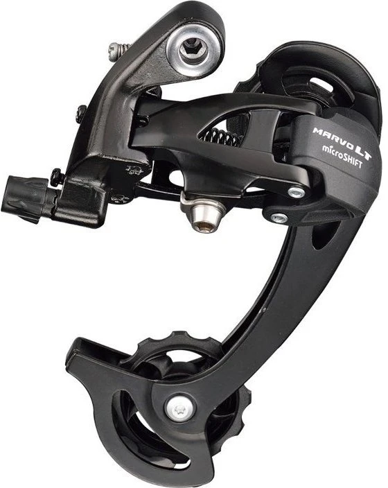 Microshift galinis pavarų perjungiklis MICROSHIFT MARVO, 9 greičių (2/3x9), suderinamas su Shimano, ilgas narvas, maks. Režimas 28-36T, talpa 45T (NAUJA)