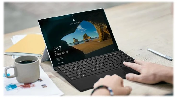 Microsoft Surface Pro Signature Type Cover FPR, jutiklinis kilimėlis, Microsoft, - Surface Pro - Surface Pro 4 - Surface Pro 3, juoda, dokingas, Microsoft dangtelio prievadas