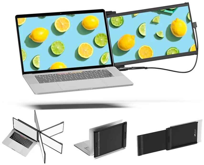 Monitorius Mobile Pixels Duex Max DS 14.1 (Juodas) FHD, 1080P IPS, Ultra Slim Nešiojamas kompiuteris