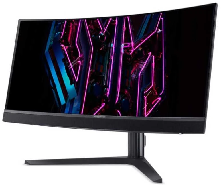 Monitorius „ACER Predator X34Vbmiiphuzx“ 34 colių WQHD OLED lenktas 1800R 175Hz 21:9 1000 nitų 0,03 ms 2xHDMI DP C tipo garso išvestis USB šakotuvas „True Juodas“