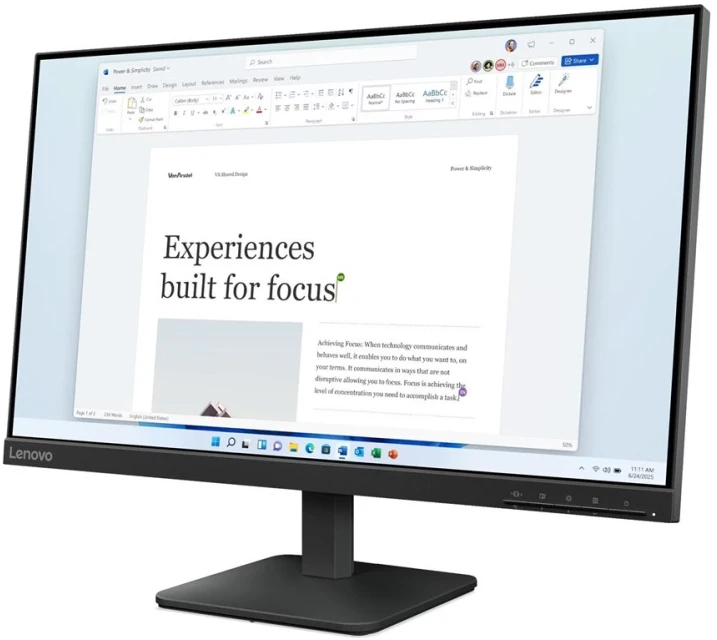 Lenovo L24-41 LED monitorius 23,8" Full-HD, IPS, 100 Hz, HDMI, VGA (67DAKAC1EU)