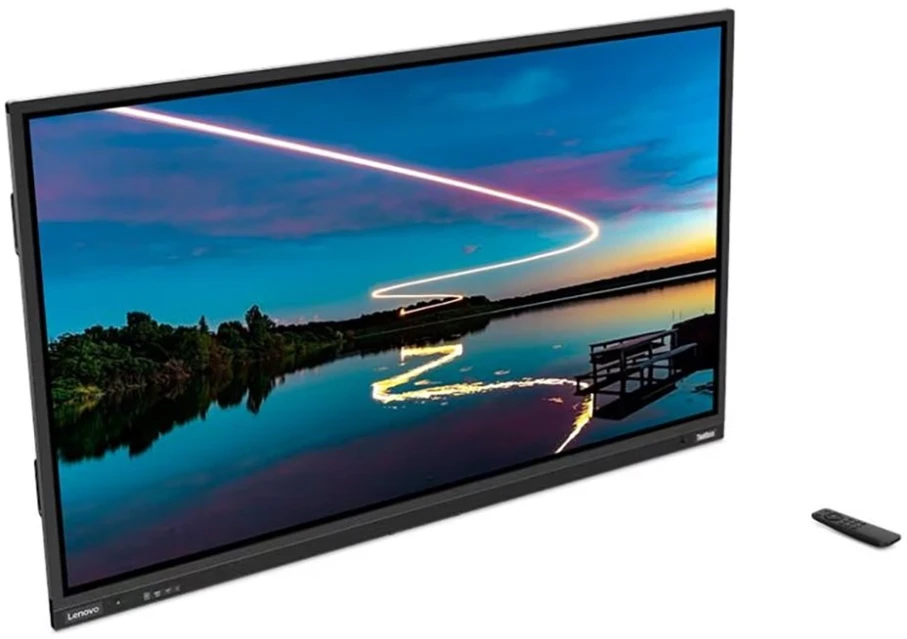 Monitorius Lenovo ThinkVision T86 - LED-Monitorius - 218.4 cm (86") - stacionarus - Jutiklinis ekranas - 3840 x 2160 4K @ 60 Hz - VA - 400 cd/m2 - 4000:1 - HDR10 - 6.5 ms - 4xHDMI, VGA, DisplayPort, 2xUSB-C, RCA (composite) - głośniki - Raven Juodas