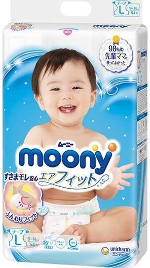 Sauskelnė Moony L, 9-14 kg, 48 vnt.