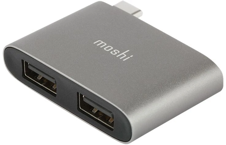 Moshi USB-C dvigubas USB-A adapteris, titano pilkas