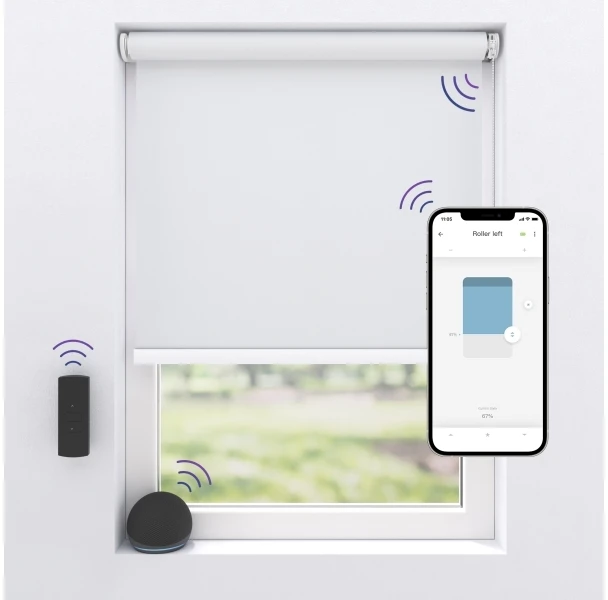 MotionBlinds belaidis elektrinis tamsinamasis ritininis užuolaidas 80x190 cm - balta