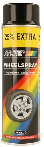 Purškiami dažai WHEEL SPRAY juodi 500ml, Motip
