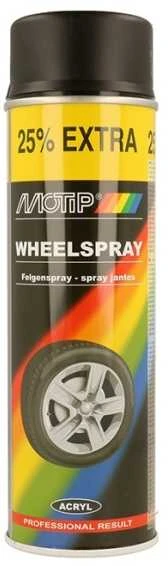 Purškiami dažai WHEEL SPRAY juodi matiniai 500ml, Motip