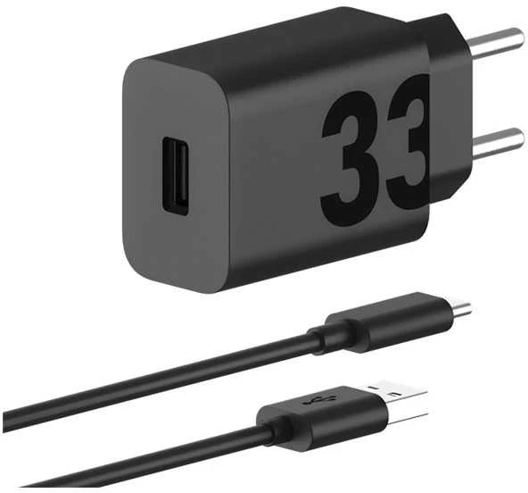 Sieninis Įkroviklis - Motorola TurboPower 33W USB-C su 1m Kabeliu Juodas