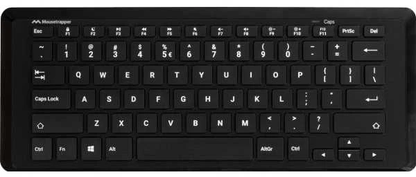 Mousetrapper Type Mini Belaidė klaviatūra QWERTY NORDIC USB-C &amp; Bluetooth, Mini, su laidu &amp; Wireless, USB + RF belaidė + Bluetooth, QWERTY, Juodas