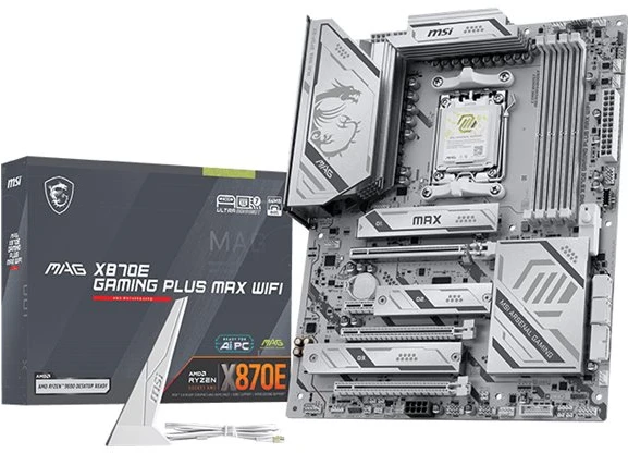 Pagrindinė plokštė MSI MAG X870E GAMING PLUS MAX WIFI | Procesorių šeima AMD | Procesoriaus lizdas AM5 | DDR5 | Palaikomos standžiojo disko sąsajos SATA, M.2 | SATA jungčių skaičius 4