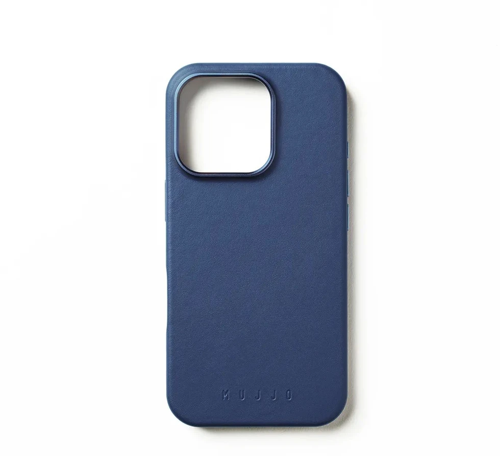 Mujjo Full Odinis dėklas iPhone 16 Pro tamsiai mėlyna