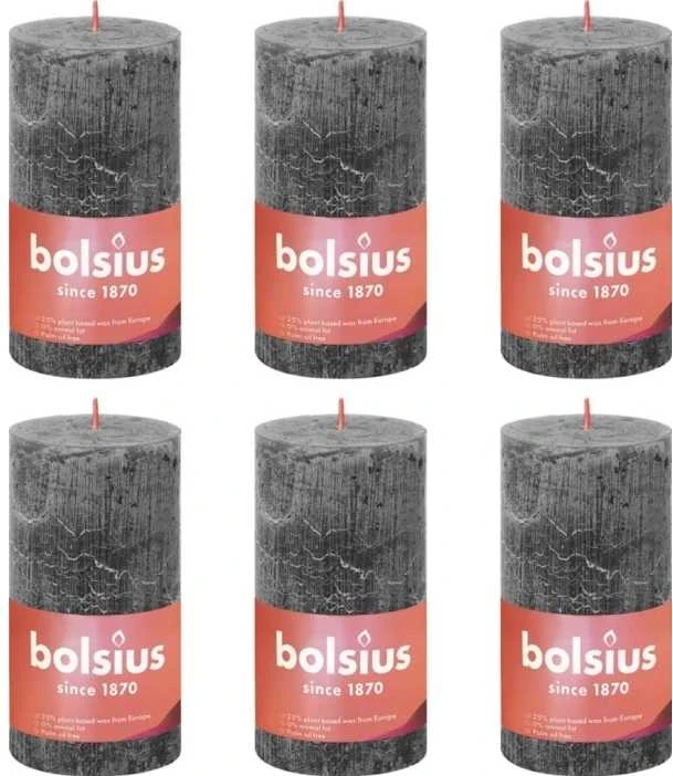 Bolsius Žvakės Shine, 4vnt., audros pilkos, 130x68mm, cilindro formos