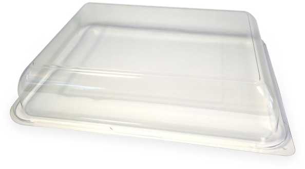 Multi Lid K 534501-1 34,5x26,5x6,4 cm mažas kvadratinis permatomas APET 45398, 140 vnt. dėžėje