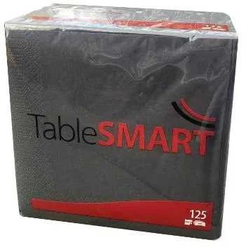 „TableSMART“ servetėlės, 33x33 cm, trijų sluoksnių, juodos, 125 vnt./pak.
