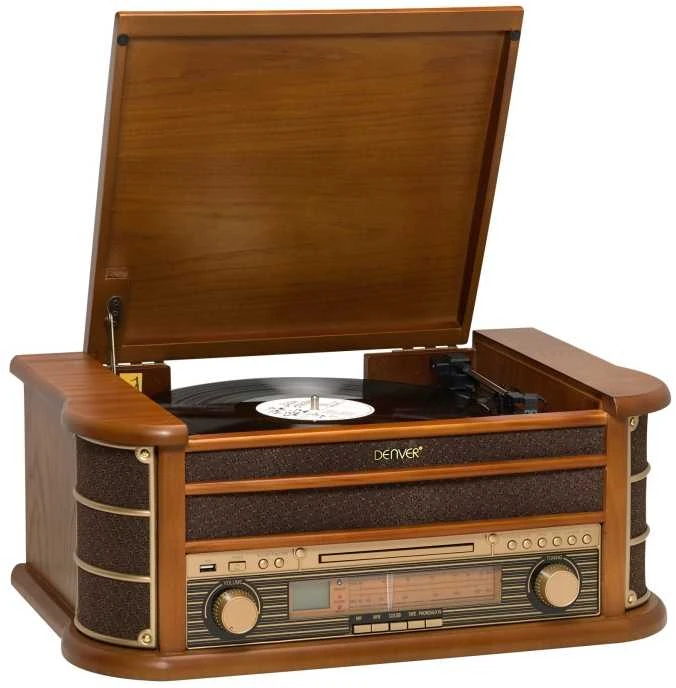 Patefonas Denver MCR-50 su radijo ir kasečių funkcija, rudas