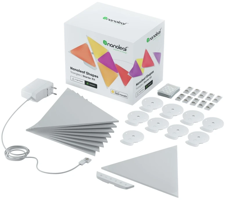 Nanoleaf Nanolapis | Formos trikampių pradinis rinkinys (9 plokštės) | 1 W | 16M+ spalvų