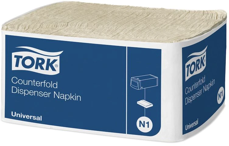 Servetėlė Tork N1 dozatorinė servetėlė, Counterfold, natūraliai ruda - (24 pakeliai x 300 vnt. dėžėje)