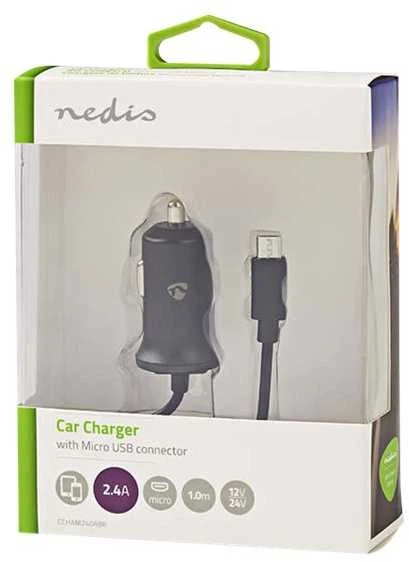 Nedis automobilinis įkroviklis su integruotu Micro USB laidu