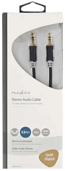 Nedis stereo garso kabelis | 3,5 mm kištukas | 3,5 mm kištukas | Paauksuotas | 1,00 m | apvalus | Antracitas | Pakuotė su peržiūros langeliu