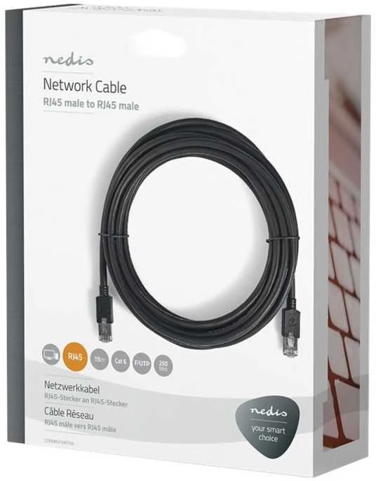 Nedis Cat 6 kabelis | RJ45 jungtis | RJ45 jungtis | F/UTP | 15,0 m apskritimas | LSZH / PVC | Antracitas | Pakuotė su peržiūros langeliu