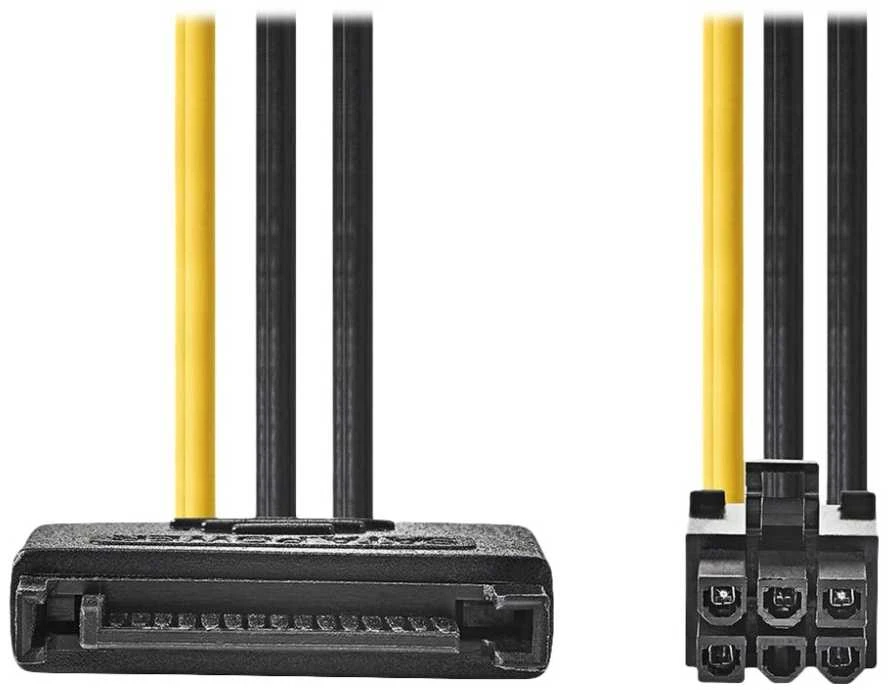Nedis vidaus maitinimo kabeliai | SATA 15 kontaktų jungtis | PCI Express lizdas | Paauksuotas | 0,20 m | apvalus | PVC | Geltona / Juoda | plastikinis maišelis