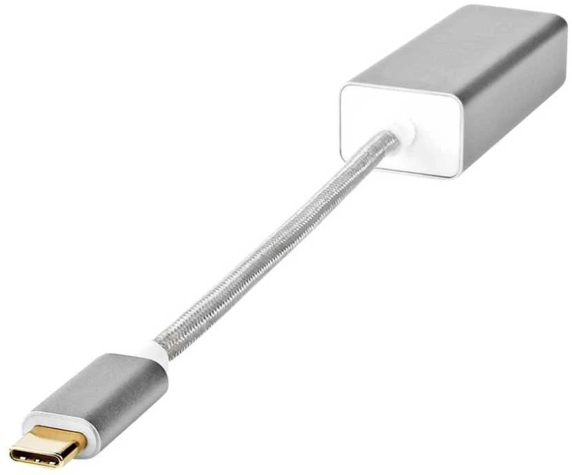 Nedis CCTB64950AL02, Laidinis, USB C tipo, Ethernet, 1000 Mbit/s, Sidabras, Balta