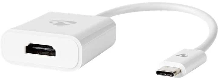 Baltas USB-C į HDMI adapteris su trumpu laidu