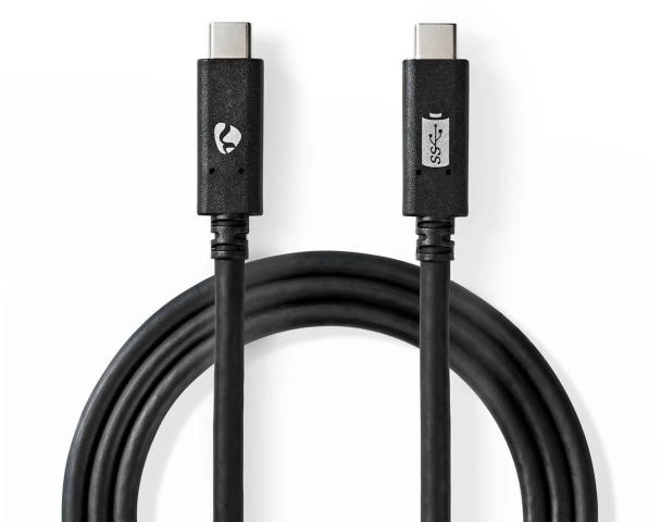 Nedis USB-Kabelis | USB 3.2 Gen 2 | USB-C™ Stecker |USB-C™ Stecker - 100 W | 4K@60Hz | 10 Gbps | Vernickelt | 1.00 m | Rund | PVC | Juodas | Box