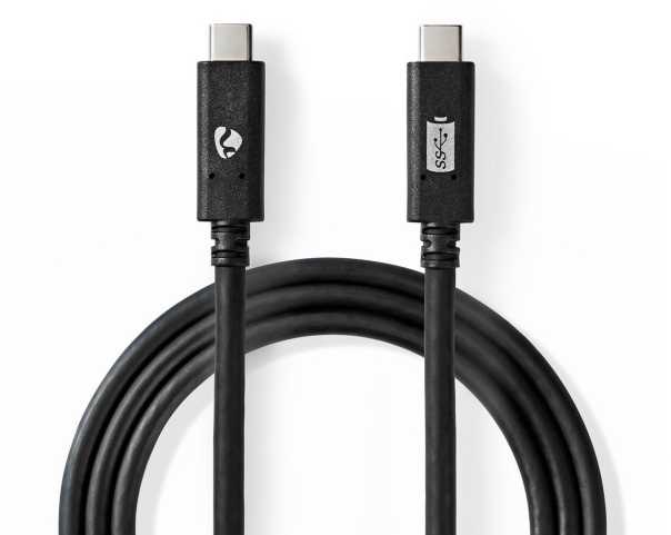 Nedis USB-Kabelis | USB 3.2 Gen 2 | USB-C™ Stecker |USB-C™ Stecker - 100 W | 4K@60Hz | 10 Gbps | Vernickelt | 1.00 m | Rund | PVC | Juodas | Box