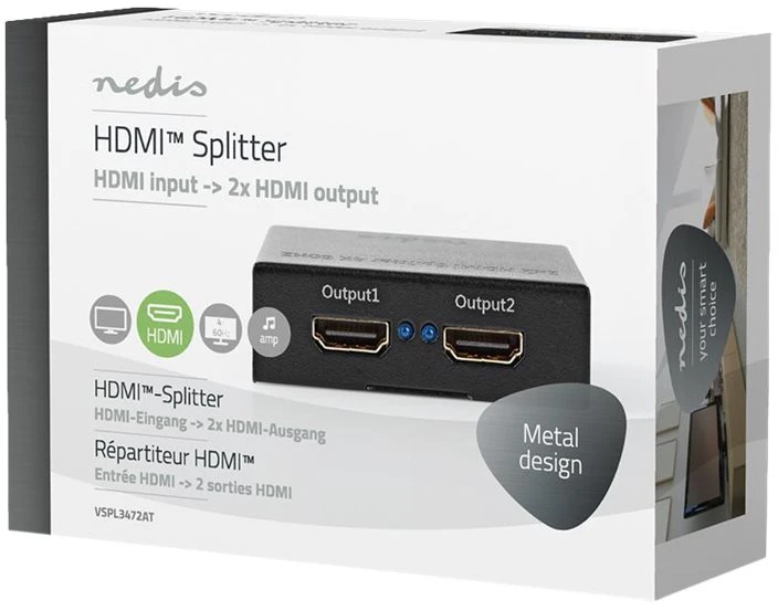 Nedis HDMI skirstytuvas 2 prievadų HDMI™ įvestis 2x HDMI 4K@60Hz