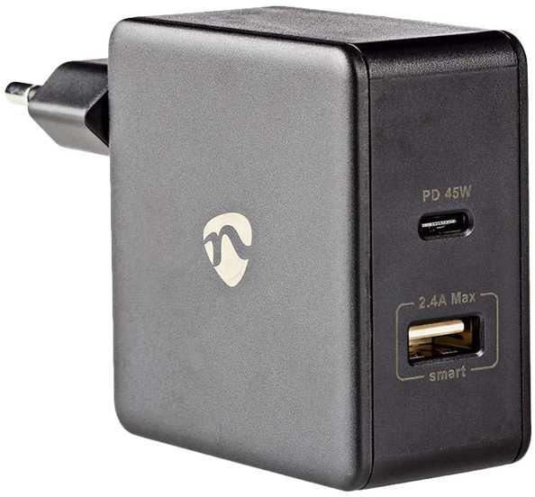 Nedis Netzladegerät 57 W Schnellladefunktion 2.25 A 2.4 - Anzahl der Ausgänge: 2, USB-A, USB-C™, Kein Kabelis im Lieferumfang enthalten, Automatische S