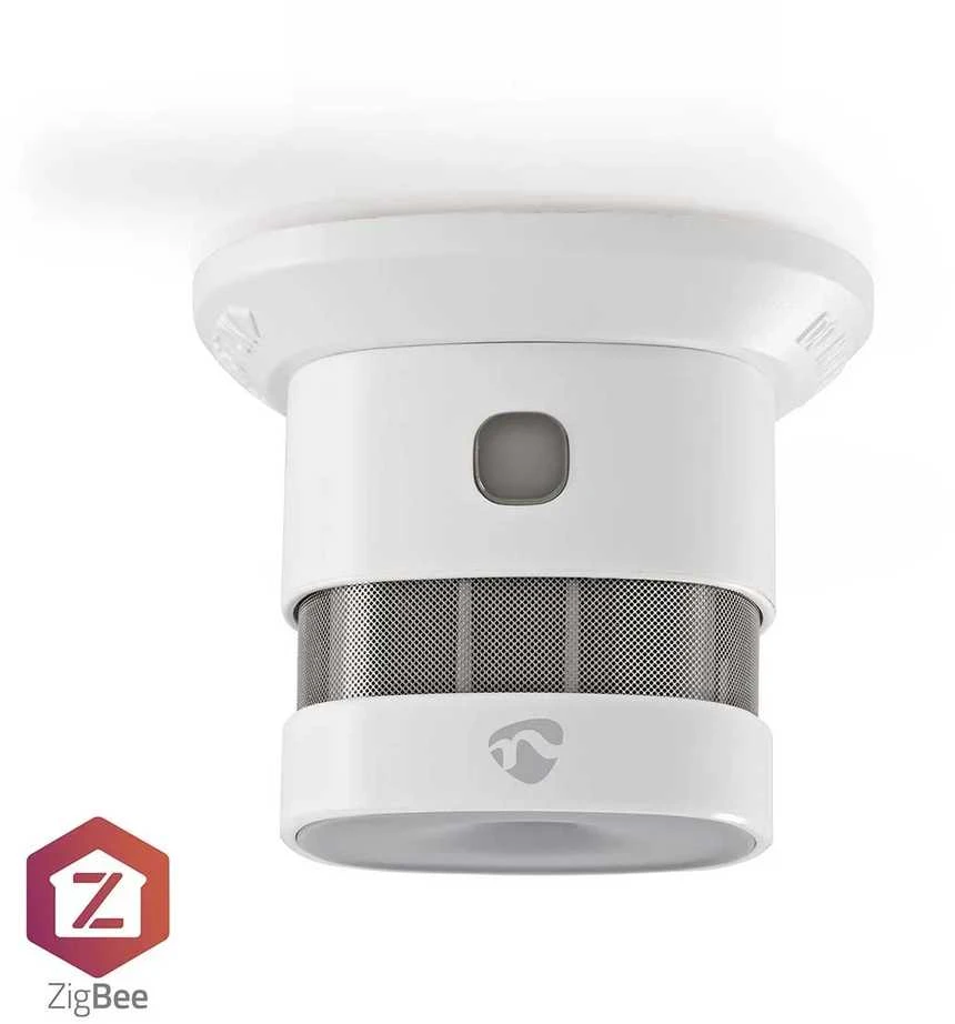 Nedis Išmanusis ZigBee TUYA dūmų jutiklis su sirena 85dB, CR123A, baltas