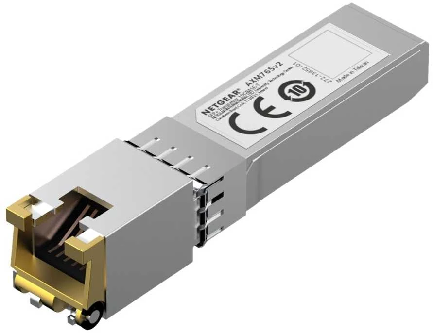 NETGEAR 10GBASE-T SFP+ siųstuvas-imtuvas AXM765v2 suteikia 10G vario ryšį su CAT6a arba CAT7 laidais iki 80 metrų